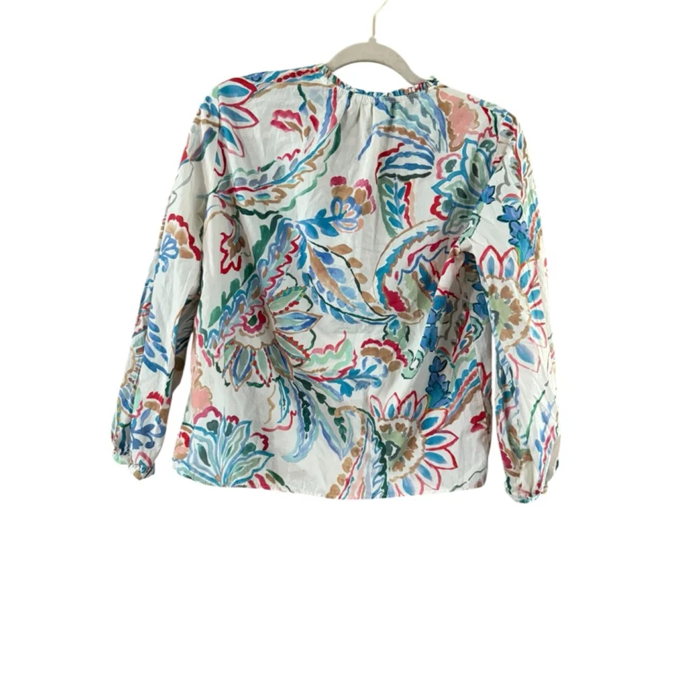 Women's Zara White Multi-Color Floral Blouse Size S - Picture 3 of 8